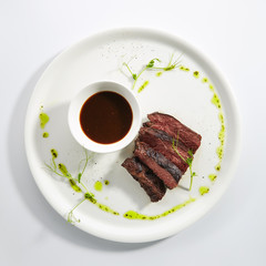 Alternative Grilled Skirt Steak, Well Done Machete Fillet Isolated