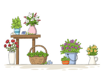 Collection of some Flowers. Hand drawn vector illustration with separate layers.