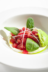 Gourmet Tuna Tartar, Yellowfin Fish Tatar Isolated