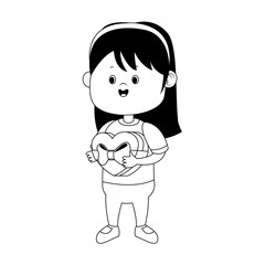 Fototapeta premium cartoon girl with chocolate box icon, flat design