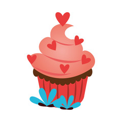 delicious sweet cupcake with hearts