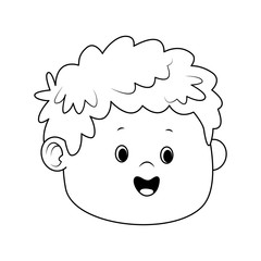 cartoon cute boy face icon, flat design