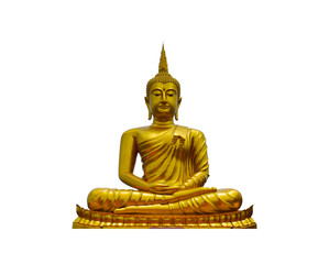 golden buddha statue isolated on white background