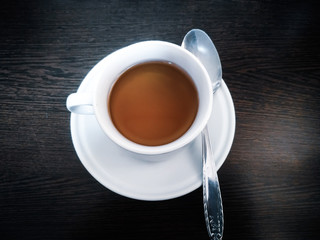 Warm tea served on the table