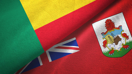 Benin and Bermuda two flags textile cloth, fabric texture
