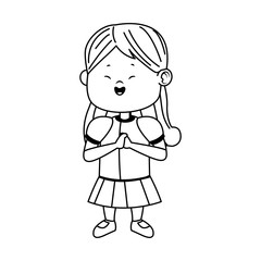 cute girl standing icon, flat design
