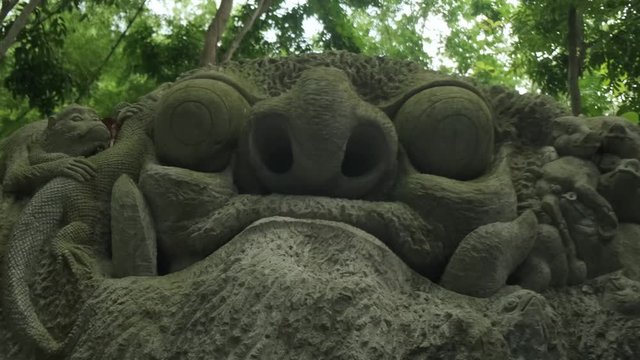 Entrance statue in monkey sacred forest in Ubud, Bali, Indonesia