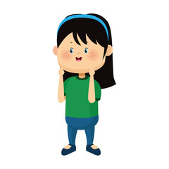 cute girl standing icon, colorful design