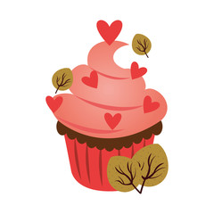 delicious sweet cupcake with hearts