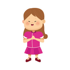 cute girl standing icon, colorful design