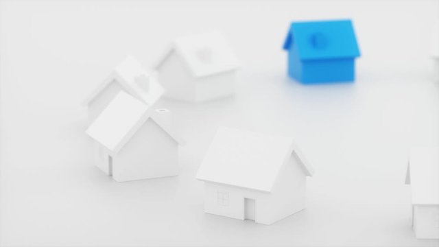 Blue house with white house model,3d rendering. Computer digital drawing.