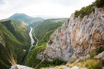 Highline in the mountains.