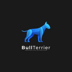 Vector Logo Illustration Bull Terrier pose Gradient Colorful