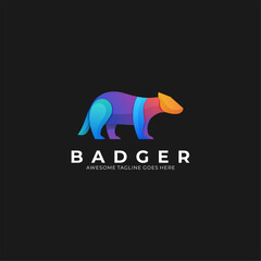 Vector Logo Illustration Badger Wildly Gradient Colorful