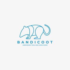 Vector Logo Illustration Wild Mouse India Line Art Style