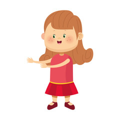 cartoon girl standing icon, colorful design