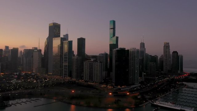 Downtown Chicago at Sunset