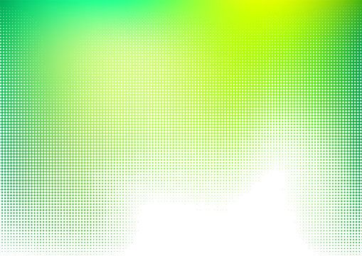 緑色のドットのハーフトーングラデーションデジタル背景