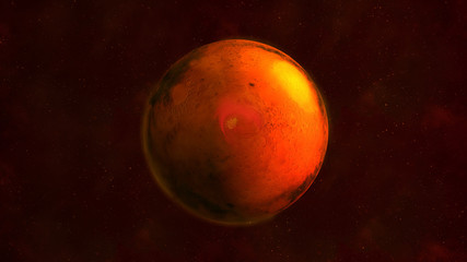 Obraz na płótnie Canvas Planet Mars from space showing south polar area