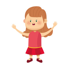 cartoon happy girl standing icon, colorful design