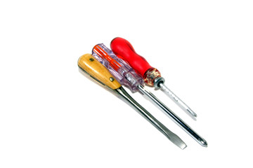 Screwdrivers isolated on a white background. Close-up.            