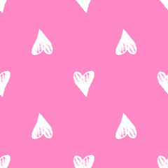 Heart seamless pattern with hand drawn elements. Repeated design great for Valentines Day, Birthday Wrapping, Scrapbooking Paper and Wedding Banner. Vector