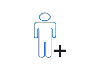 man with black  plus sign isolated over white background