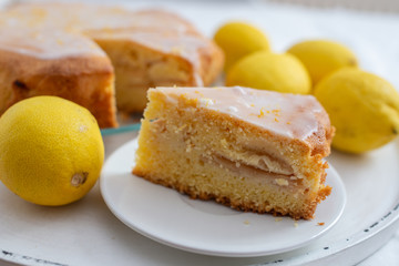 Home made lemon bundt cake with sugar icing