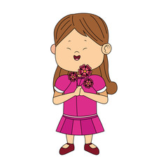 cartoon girl with beautiful flowers
