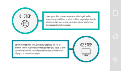 Vector flat template circle infographics. Business concept with 2 options and parts. Two steps for content, flowchart, timeline, levels, marketing, presentation