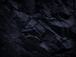 Mountain background texture. Close-up. Black rock background. Dark gray stone background. Black and white background. Black grunge texture. Contrast monochrome rocky texture. Detail.