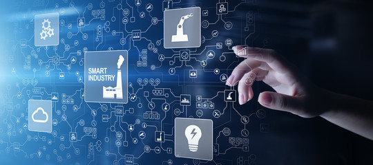 Smart industry 4.0, automation and optimisation concept on virtual. Business and modern technology concept.