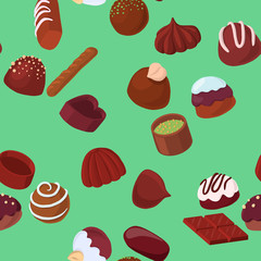 vector seamless pattern with chocolate candies