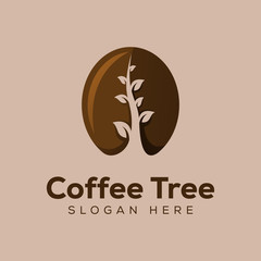 Modern Coffee Tree  logo design vector template