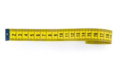 isolated measuring tape in yellow.
