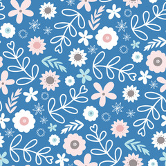 Floral vector repeat pattern. Springtime vector tossed seamless design.