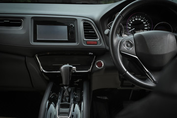 design black modern interior inside of sport vehicle car