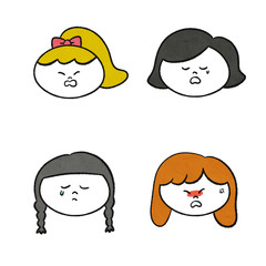 怒ったり泣いたりする女の子