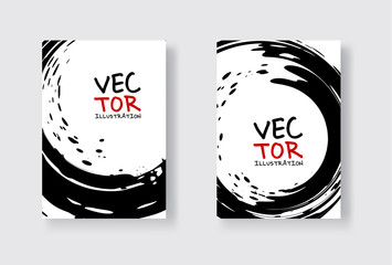 Black ink brush stroke on white background. Japanese style.