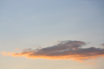 single cloud on twilight dusk sky background