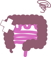 シンプルな不健康な腸のイラスト　内臓　/　消化器