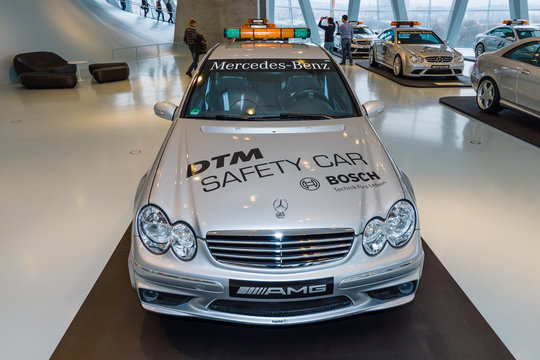 STUTTGART, GERMANY- MARCH 19, 2016: Official DTM Safery car Mercedes-Benz C55 AMG, 2004. Mercedes-Benz Museum.