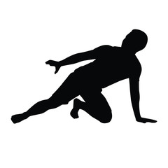  Scared young man silhouette vector on white baground