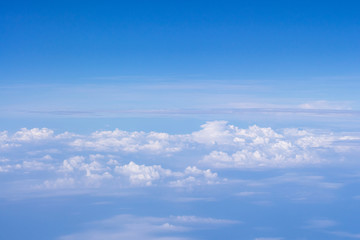 Beautiful above sky panorama view from airplane