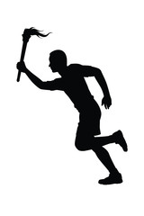 Fototapeta na wymiar Standing sport man with torch silhouette vector
