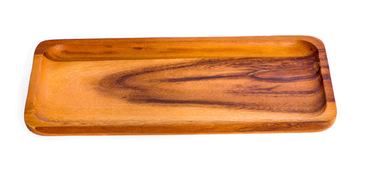 wooden tray an isolated on white background