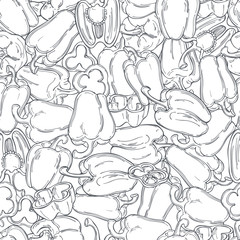Hand drawn peppers. Vector  seamless pattern.