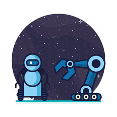 Fototapeta premium couple of robots technology icons