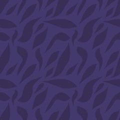 Seamless pattern with shapes of leaves. Abstract navy blue background for textile, fabric, design, web. Camouflage.