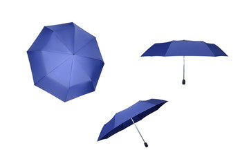 Set of blue umbrellas.